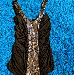 Black and Silver Sequin Top